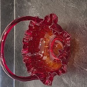 Vintage red ruby glass basket